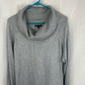 Lety & Me Lightweight Sweater Gray Cowl Turtleneck Neck Size Large